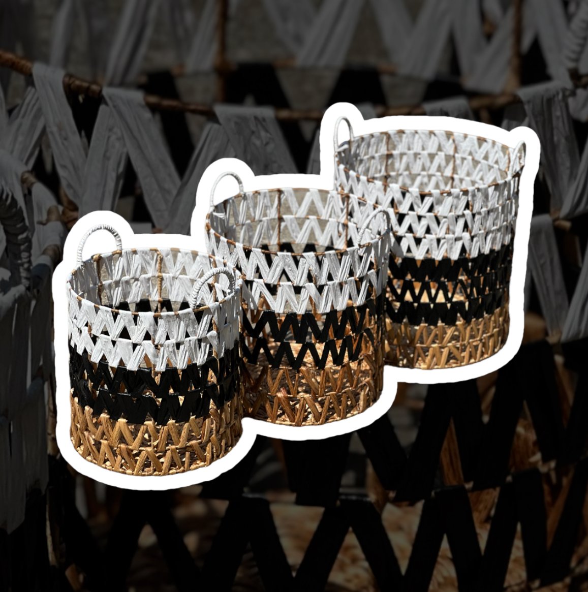 Round Basket  B3RN85.WH-RF handicraft